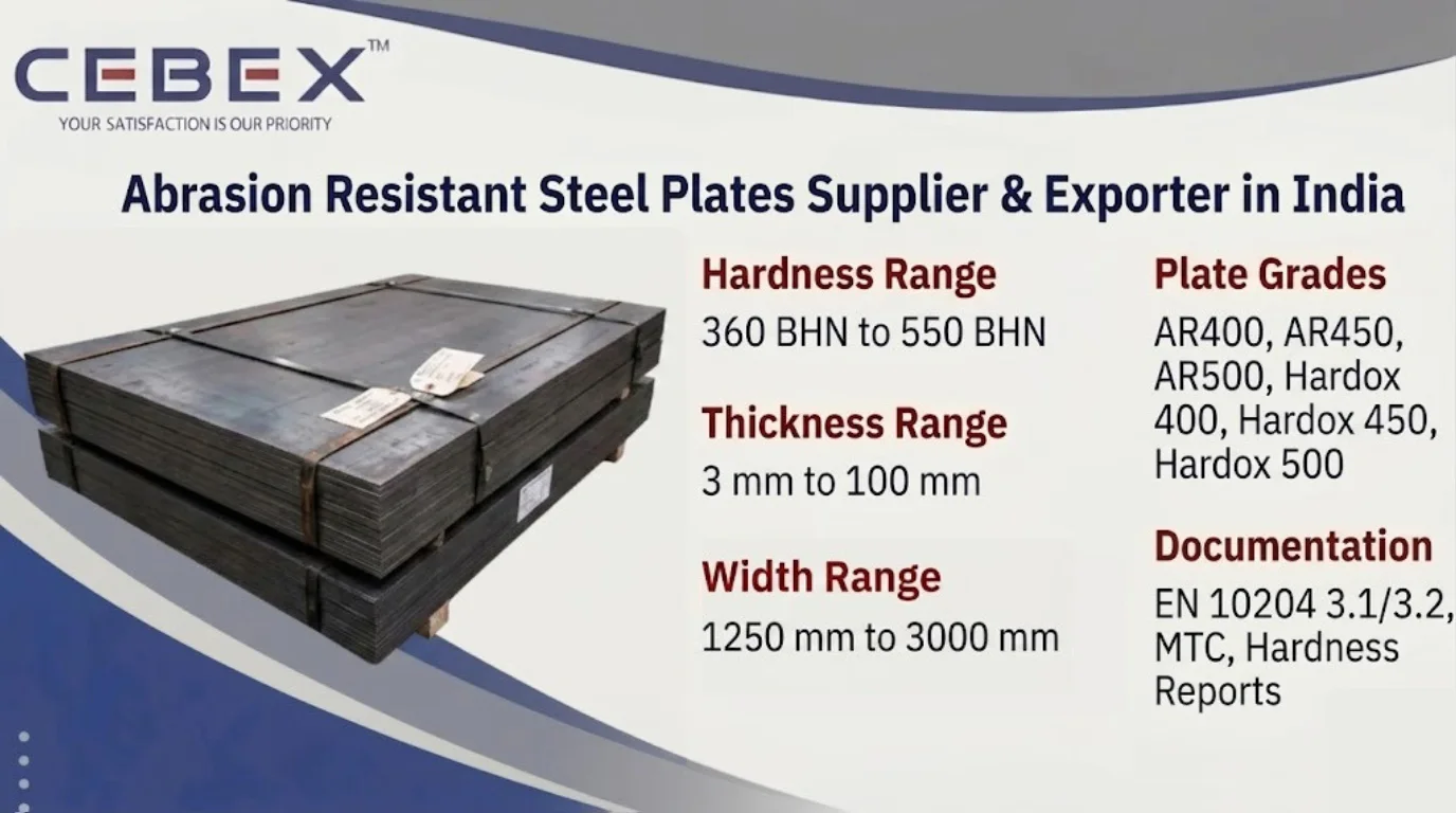 Abrasion Resistant Steel Plates Supplier & Exporter in India – AR400, AR450, AR500, Hardox | Cebex Steel India
