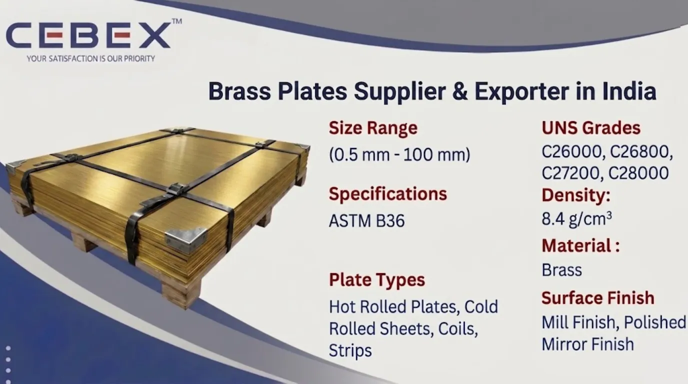 Brass Plate Supplier & Exporter in India – ASTM B36 Brass C26000, C28000 Plates | Cebex Steel India