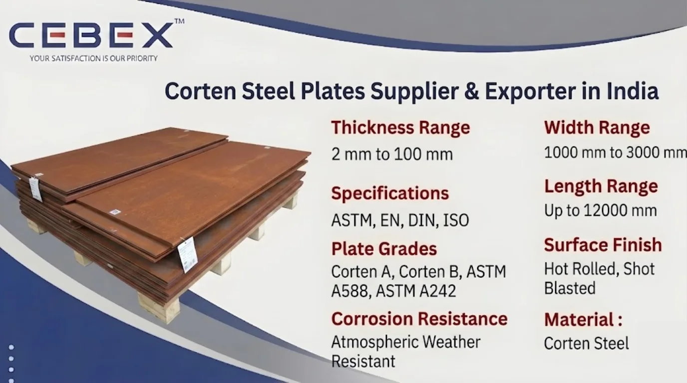 Corten Steel Plate Supplier & Exporter in India – ASTM A588, A242 Weathering Steel Plates | Cebex Steel India