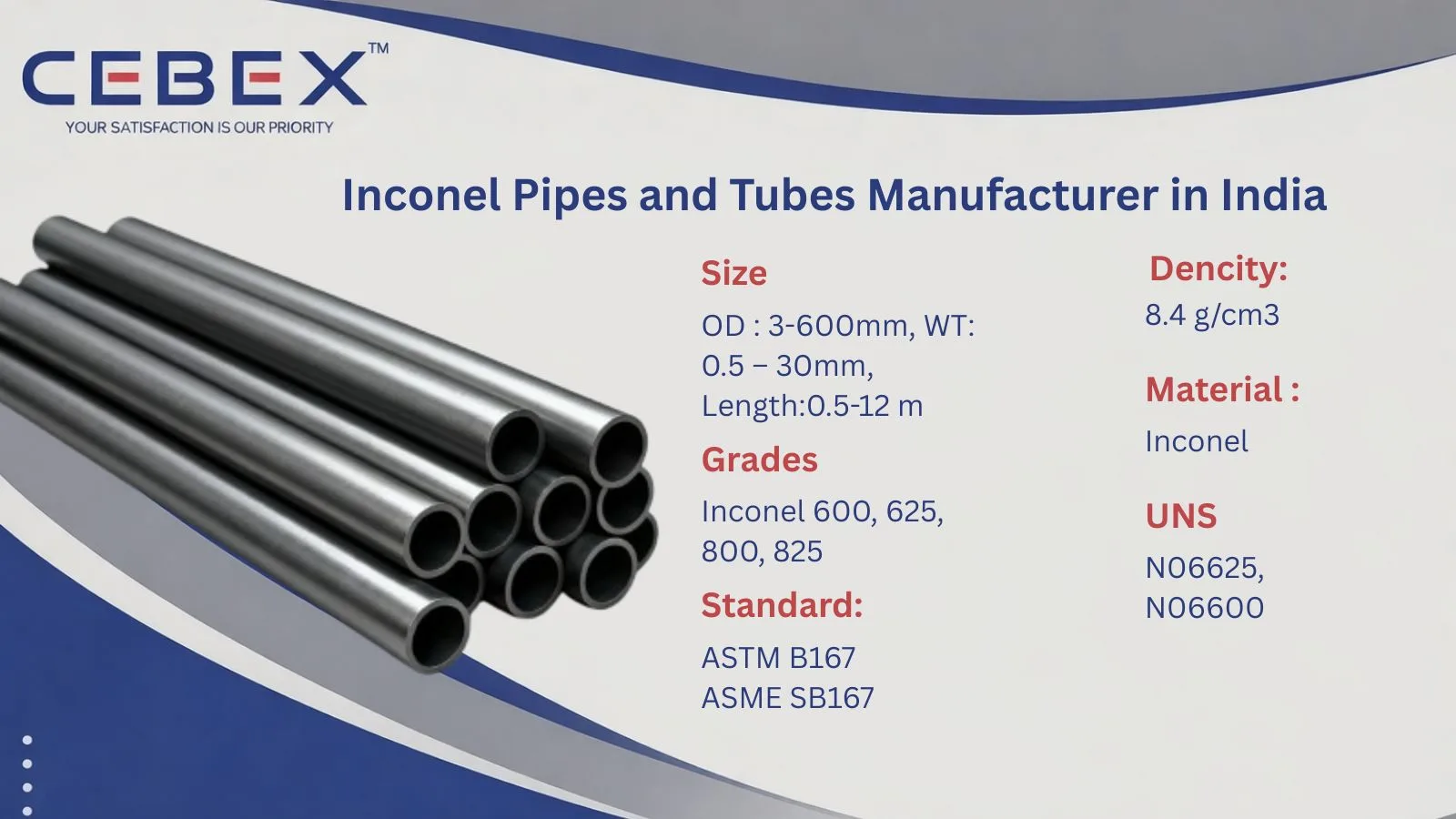 Inconel Pipes Manufacturer in India – ASTM B167 Inconel 600, 625, 800 Pipes | Cebex Steel India