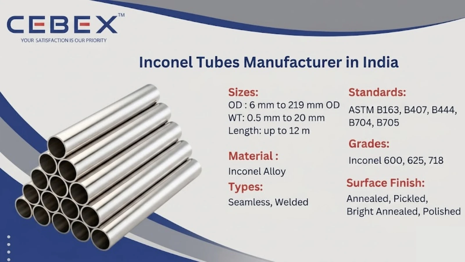 Inconel Tube Manufacturer in India – ASTM B163 B444 Inconel Alloy Tubes | Cebex Steel India