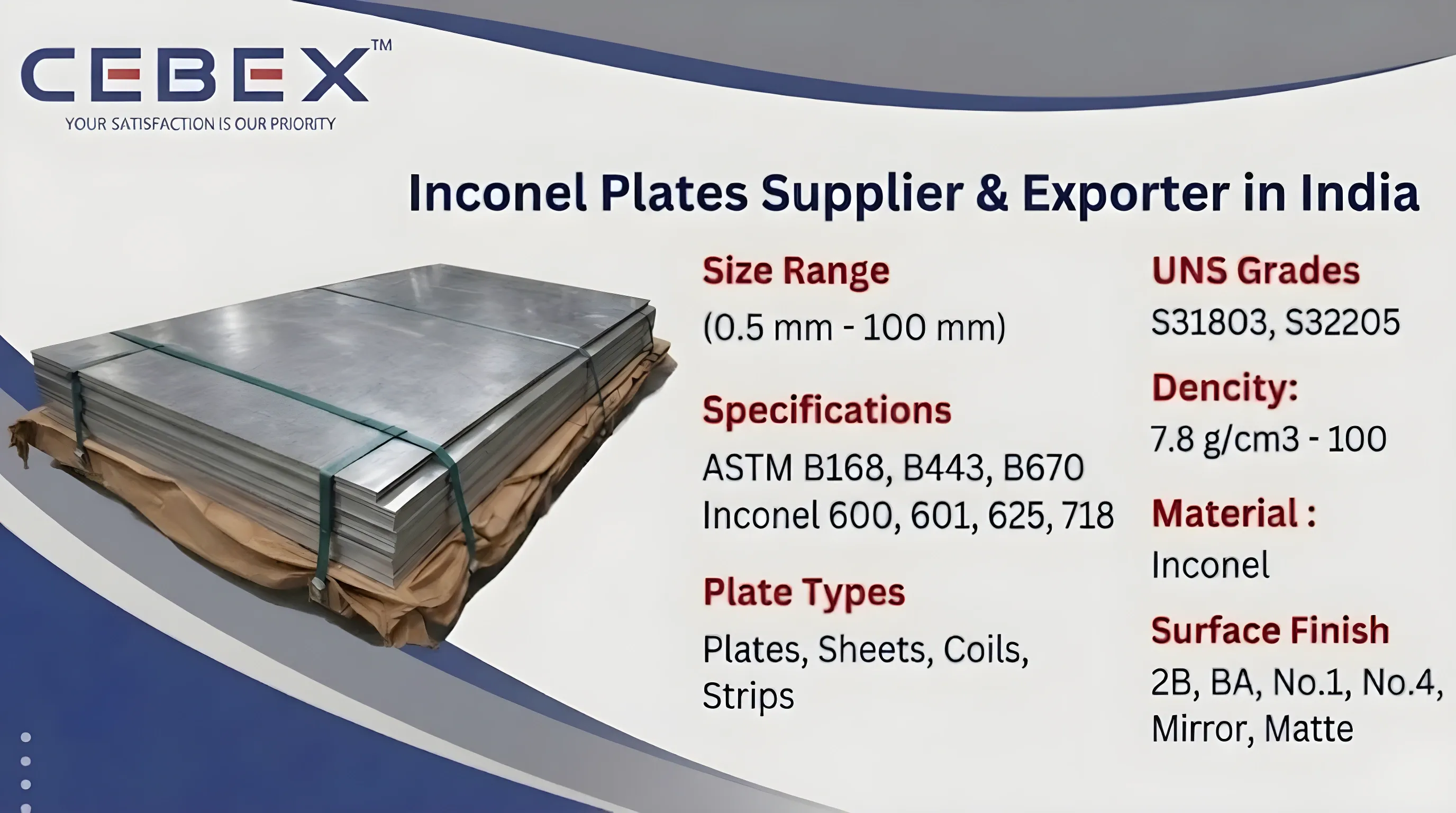 Inconel Plate Supplier & Exporter in India – ASTM B168 Inconel 600, 625, 718 Plates | Cebex Steel India