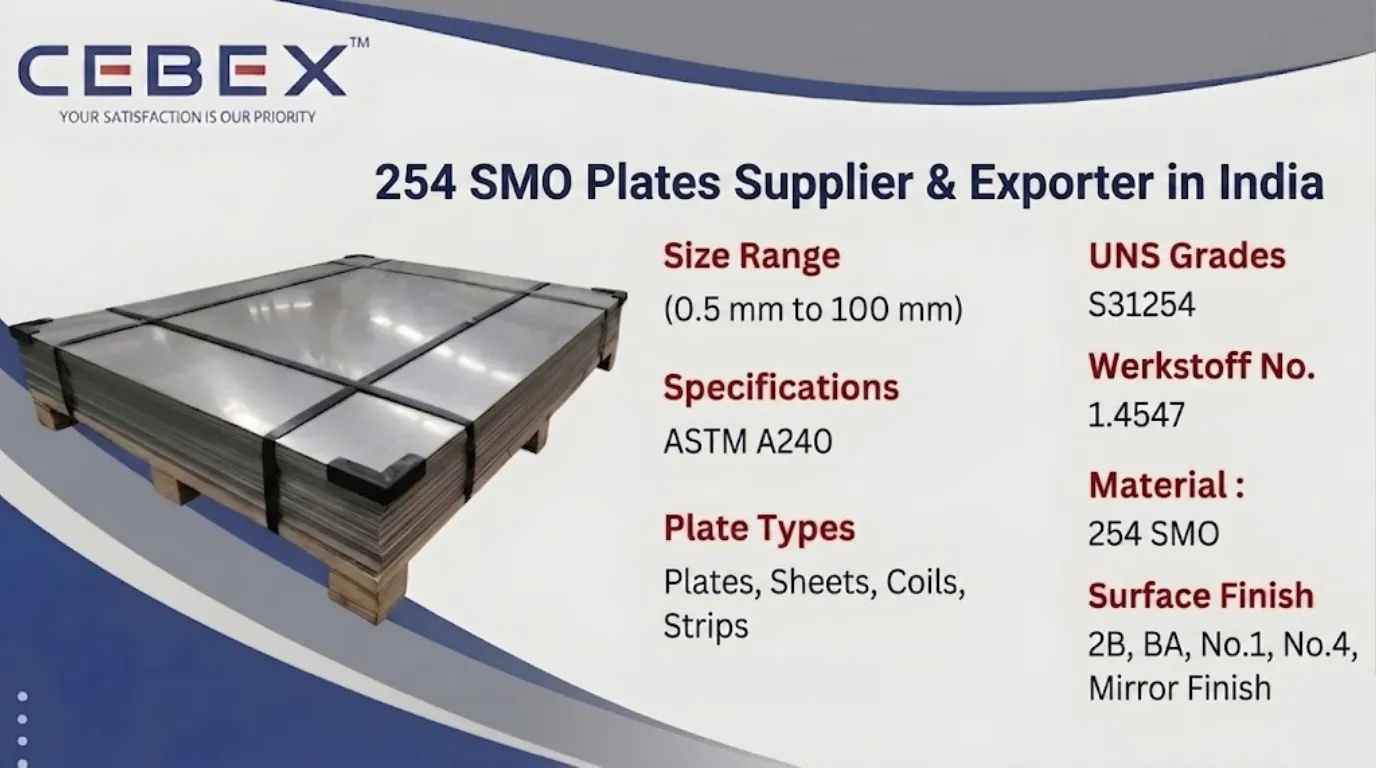 254 SMO Plates Supplier & Exporter in India – ASTM A240 254 SMO UNS S31254 Plates | Cebex Steel India