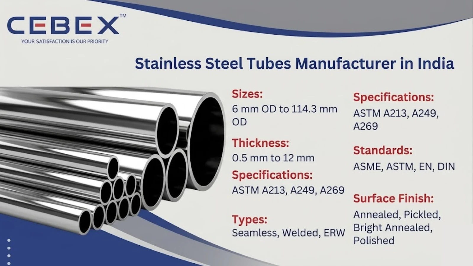 Stainless Steel Tubes Manufacturer in India – Seamless & Welded ASTM Tubes | Cebex Steel India