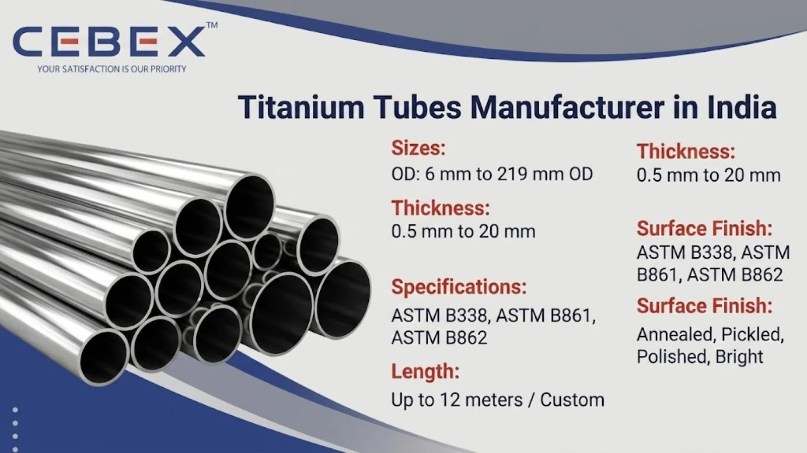 Titanium Tube Manufacturer in India – Seamless & Welded ASTM B338 Tubes | Cebex Steel India
